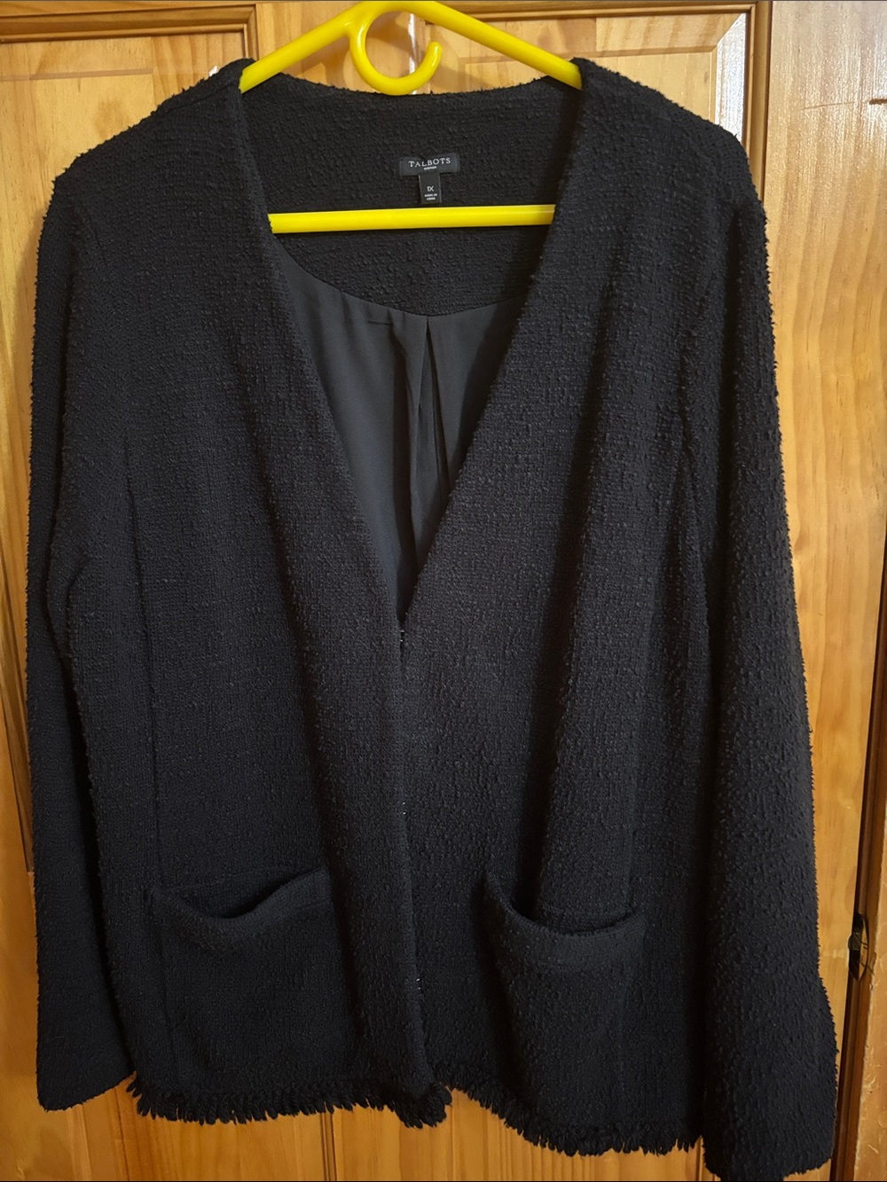 Talbots Black Open-Front Textured Jacket
